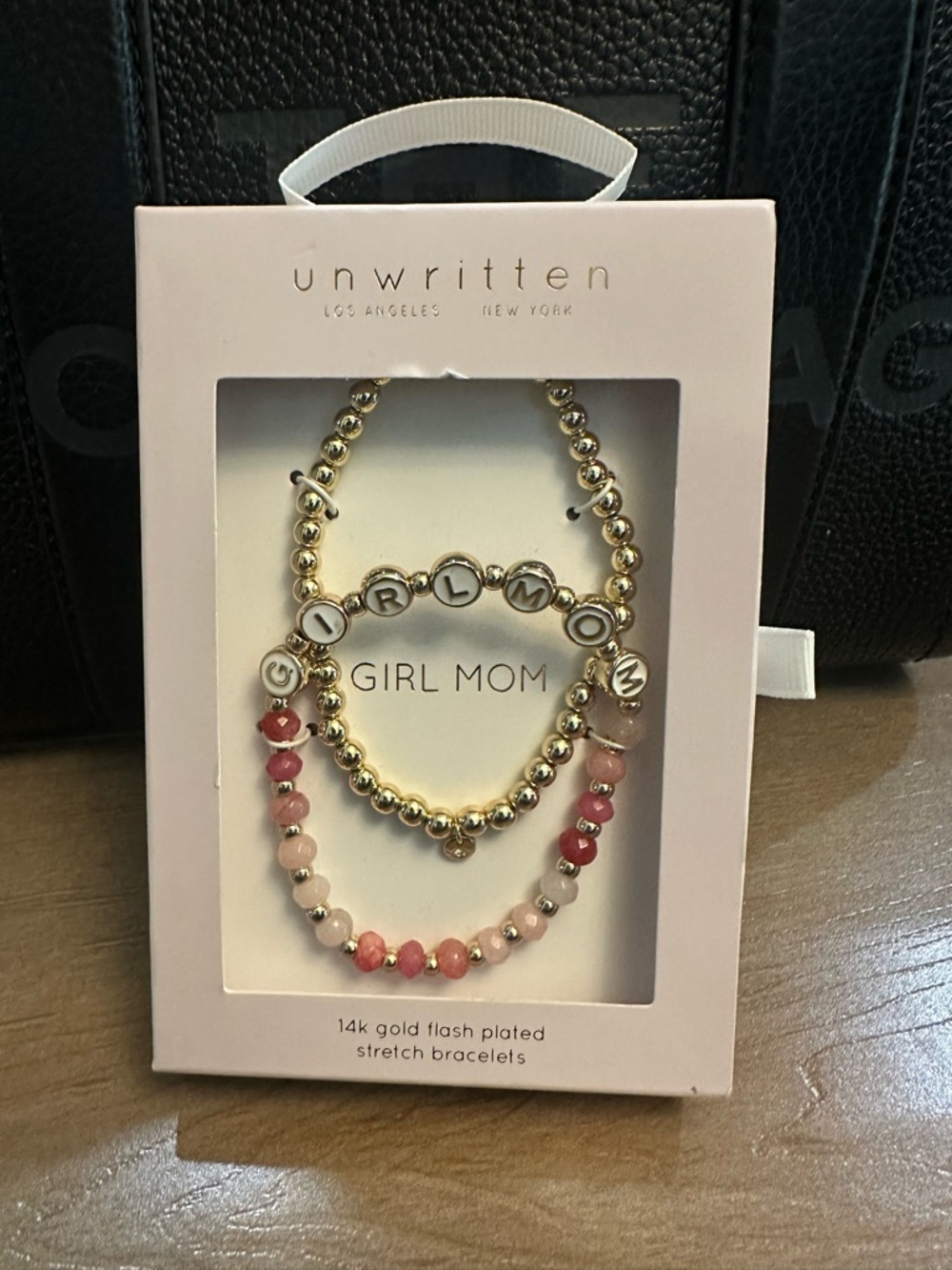 Unwritten Gold and Pink quartz 'Girl Mom' Beaded Bracelet Set